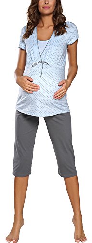 Italian Fashion Stillpyjama | Still Schlafanzug Damen | Schwangerschaft Pyjama | Nachtwäsche für Schwangere | Umstandspyjama Damen | Softes Zweiteiliger Nachtwäsche S-XXL von Italian Fashion