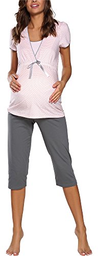 Italian Fashion Stillpyjama | Still Schlafanzug Damen | Schwangerschaft Pyjama | Nachtwäsche für Schwangere | Umstandspyjama Damen | Softes Zweiteiliger Nachtwäsche S-XXL von Italian Fashion