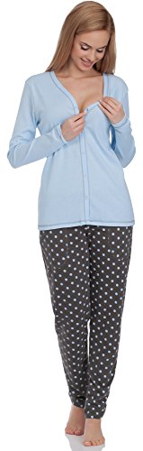 Italian Fashion Schlafanzug Damen Lang | Pyjama Damen Lang Baumwolle | Softes Schlafanzüge mit Knöpfen | Zweiteiliger Frauen Pyjama Set für den Winter | Warmer Nachtwäsche S-XXL von Italian Fashion