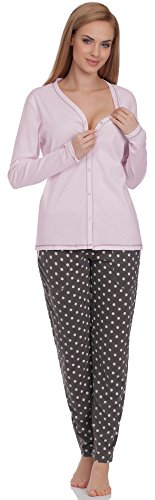 Italian Fashion Schlafanzug Damen Lang | Pyjama Damen Lang Baumwolle | Softes Schlafanzüge mit Knöpfen | Zweiteiliger Frauen Pyjama Set für den Winter | Warmer Nachtwäsche S-XXL von Italian Fashion