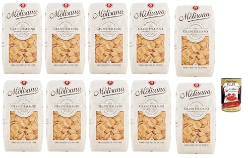 10x La Molisana Orecchiette Pugliesi N. 30 Pasta Lenta Lavorazione Teigwaren aus Hartweizengrieß Bronze-Zeichnung 500g + Italian Gourmet Polpa 400g von Italian Gourmet E.R.