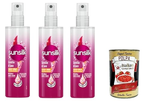 3x Sunsilk scintille di luce Glossy Spray per capelli spenti e crespi funkelndes, leicht glänzendes Spray für stumpfes und krauses Haar, 200 ml+ Italian Gourmet polpa 400g von Italian Gourmet E.R.