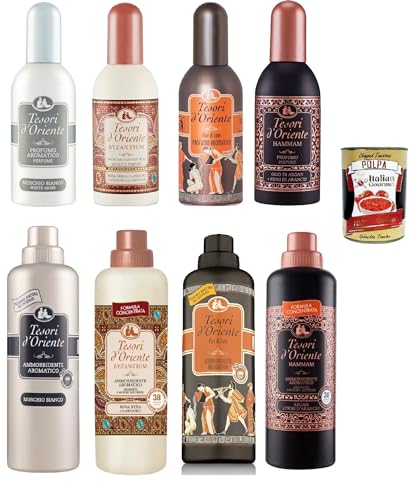 Tesori d´Oriente Testpaket Aromatic Parfum Eau de Toilette EDT 4x 100 ml und Testpaket Tesori d Oriente 4x 750 ml Weichspüler + Italian Gourmet polpa 400g von Italian Gourmet E.R.
