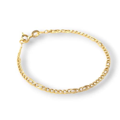 Italian Jewelry and Craftsmanship Armband aus 18 Karat (750) Gelbgold klassisch für Babys oder Kinder Unisex Doppelglieder oval, Gelbgold von Italian Jewelry and Craftsmanship