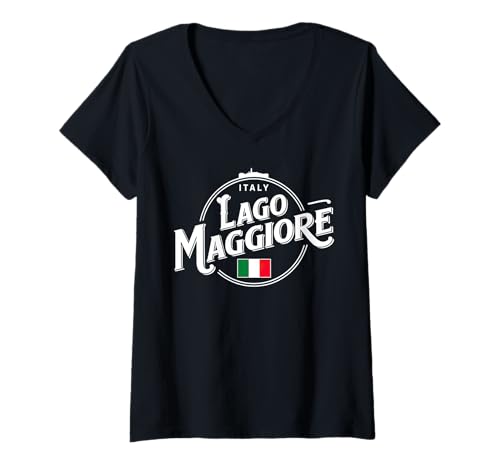Damen Italien, Lago Maggiore, Elegantes Design für Reisen T-Shirt mit V-Ausschnitt Damen Italien, Lago Maggiore, Elegantes Design für Reisen T-Shirt mit V-Ausschnitt von Italian Lake Maggiore Travel City Explorer Apparel
