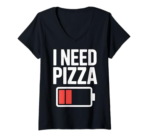 Damen Pizza Ich Brauche Pizza T-Shirt mit V-Ausschnitt von Italian Pizza Baker Fast Food Italy Pizzas