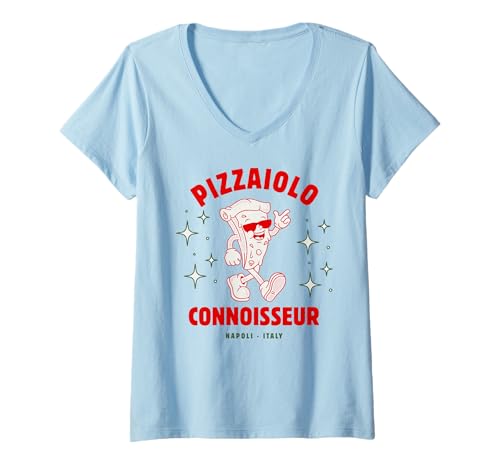 Damen Pizzaiolo Kenner Lustige Pizza für Pizza-Liebhaber Hersteller T-Shirt mit V-Ausschnitt von Italian Pizza for Men Women Boys Girls Teens Dads