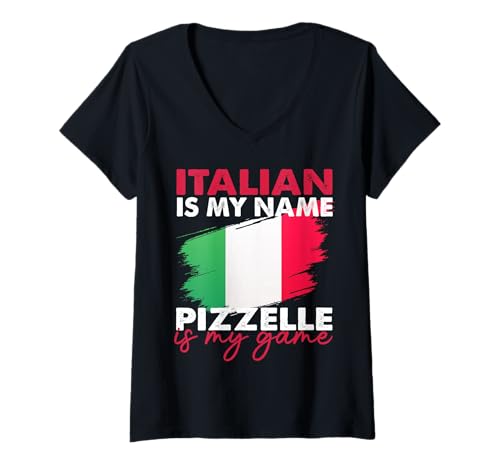 Damen Italian Pride Pizzelle Spieldesign T-Shirt mit V-Ausschnitt Damen Italian Pride Pizzelle Spieldesign T-Shirt mit V-Ausschnitt von Italian Pizzelle Passion