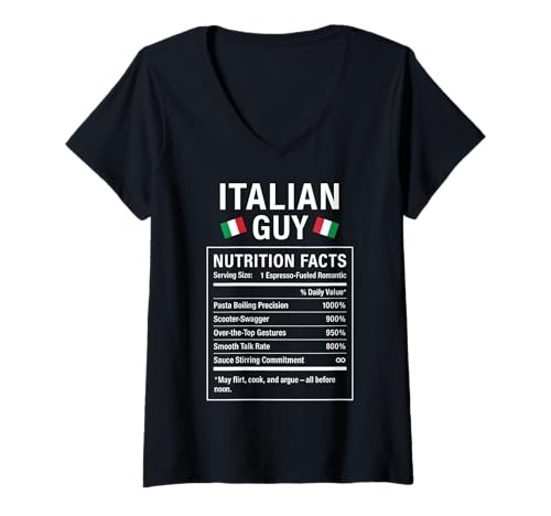 Damen Italienischer Typ Lustiger stolzer Italienischer Männer Jungen T-Shirt mit V-Ausschnitt von Italian Roots Gifts for Men
