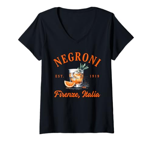 Damen Negroni Lover Firenze Italia Italienisch Reise Florenz Italien T-Shirt mit V-Ausschnitt Damen Negroni Lover Firenze Italia Italienisch Reise Florenz Italien T-Shirt mit V-Ausschnitt von Italian Souvenir Negroni Per Favore