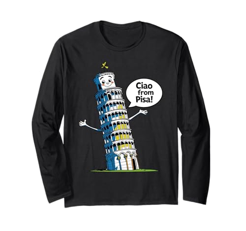 Kinder Italien Schiefer Turm Pisa "Ciao aus Pisa" Mädchen oder Junge Langarmshirt von Italian Souviner Europe Vacation Italian Language