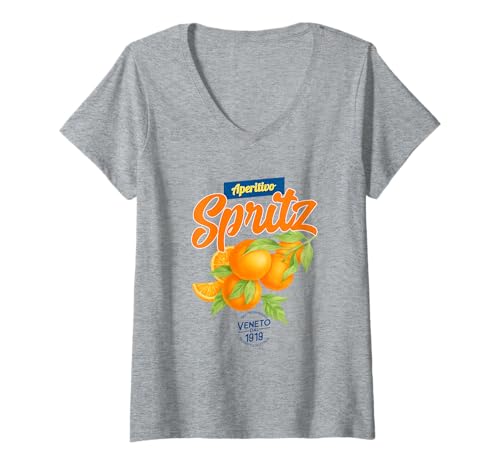 Damen Spritz Drink Italia Vintage Orange Aperitivo Cocktail T-Shirt mit V-Ausschnitt Damen Spritz Drink Italia Vintage Orange Aperitivo Cocktail T-Shirt mit V-Ausschnitt von Italian Summer Vacation Beach