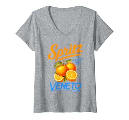 Damen Spritz Drink Italia Vintage Orange Cocktail T-Shirt mit V-Ausschnitt Damen Spritz Drink Italia Vintage Orange Cocktail T-Shirt mit V-Ausschnitt von Italian Summer Vacation Beach