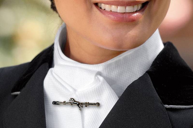 Brosche Für Plastron - Peitsche Mit Springpferd von ItalianJewelryStore