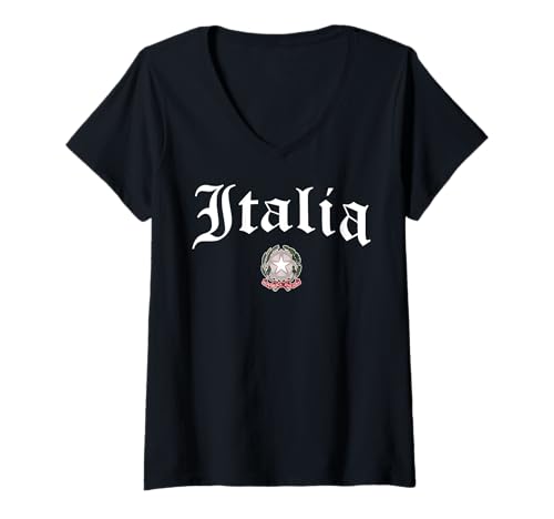 Damen Italien Wappen T-Shirt mit V-Ausschnitt Damen Italien Wappen T-Shirt mit V-Ausschnitt von Italien Designs