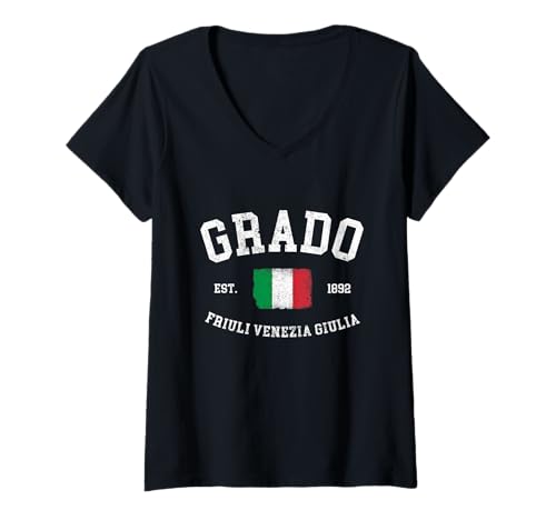 Damen Grado Friuli Venezia Giulia Italienische Flagge Italien T-Shirt mit V-Ausschnitt von Italien Motive für Italien Fans