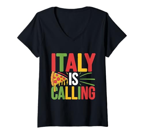 Damen Italienische Pizza Pasta Liebhaber Sommerferien Italy T-Shirt mit V-Ausschnitt Damen Italienische Pizza Pasta Liebhaber Sommerferien Italy T-Shirt mit V-Ausschnitt von Italien Outfit Männer & Frauen