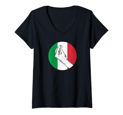 Damen Italienische Handgeste Hand Geste Italien Italiener Retro T-Shirt mit V-Ausschnitt Damen Italienische Handgeste Hand Geste Italien Italiener Retro T-Shirt mit V-Ausschnitt von Italien T-Shirts & Geschenke für Italien-Liebhaber