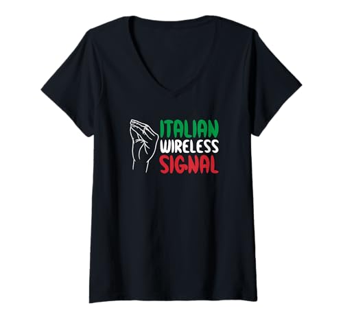 Damen Italienische Handgeste WLAN-Signal Italian Wireless Signal T-Shirt mit V-Ausschnitt Damen Italienische Handgeste WLAN-Signal Italian Wireless Signal T-Shirt mit V-Ausschnitt von Italien T-Shirts & Geschenke für Italien-Liebhaber