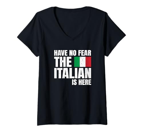 Damen Retro Vintage Italiano Have No Fear The Italian is Here T-Shirt mit V-Ausschnitt Damen Retro Vintage Italiano Have No Fear The Italian is Here T-Shirt mit V-Ausschnitt von Italien T-Shirts & Geschenke für Italien-Liebhaber