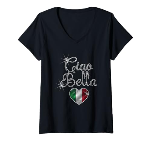 Damen Italien Geschenk Flagge Italy Vintage Bella Italia Italiano T-Shirt mit V-Ausschnitt von Italien Tshirt Herren Damen Italy Retro Italia