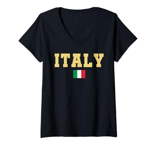 Damen Italien Geschenk Flagge Italy Vintage Bella Italia Italiano T-Shirt mit V-Ausschnitt Damen Italien Geschenk Flagge Italy Vintage Bella Italia Italiano T-Shirt mit V-Ausschnitt von Italien Tshirt Herren Damen Italy Retro Italia