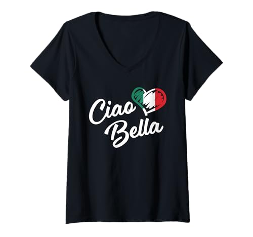 Damen Italien Geschenk Flagge Italy Vintage Bella Italia Italiano T-Shirt mit V-Ausschnitt Damen Italien Geschenk Flagge Italy Vintage Bella Italia Italiano T-Shirt mit V-Ausschnitt von Italien Tshirt Herren Damen Italy Retro Italia