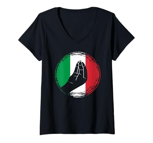 Damen Italienische Handgeste Italien Italiener Hand T-Shirt mit V-Ausschnitt Damen Italienische Handgeste Italien Italiener Hand T-Shirt mit V-Ausschnitt von Italiener Capisci Design