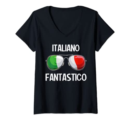 Damen Italia Dialekt Italienisch Italiano Fantastico T-Shirt mit V-Ausschnitt Damen Italia Dialekt Italienisch Italiano Fantastico T-Shirt mit V-Ausschnitt von Italienisch Slang Geschenke für Lustige Italiener