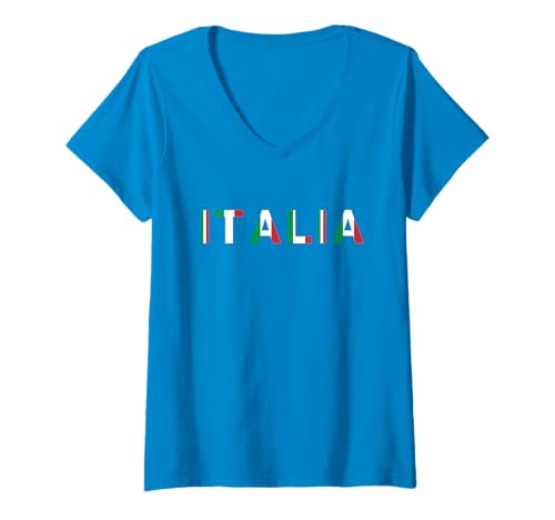 Damen Italien Flagge Damen Italien Deko Kinder Italy Herren Italia T-Shirt mit V-Ausschnitt von Italienische Deko Männer Italien Frauen Italia