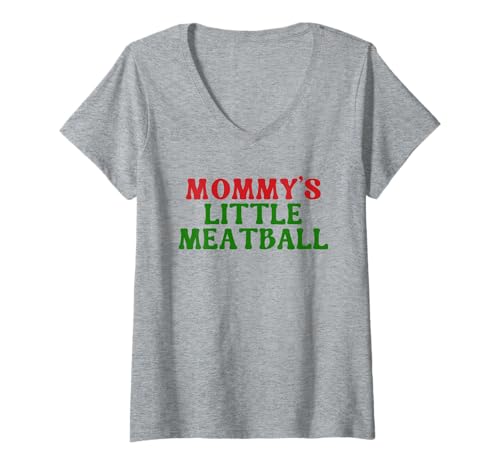 Damen Mamas Kleiner Fleischbällchen lustiger New Yorker T-Shirt mit V-Ausschnitt Damen Mamas Kleiner Fleischbällchen lustiger New Yorker T-Shirt mit V-Ausschnitt von Italienische Geschenke für Kinder Frauen Männer