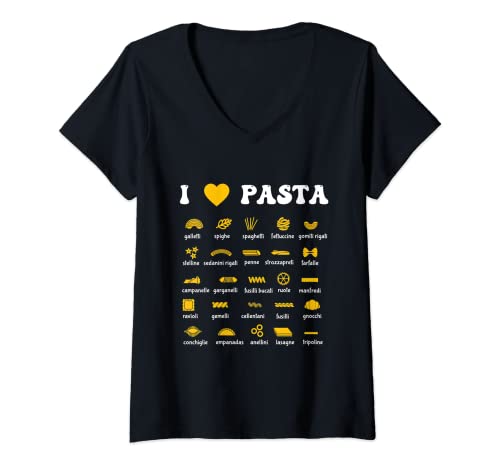Damen Pasta Sorten Spaghetti Nudeln Italien Geschenk Pasta T-Shirt mit V-Ausschnitt von Italienische Pasta Nudeln & Italien Geschenke