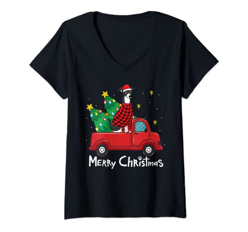 Damen Italienischer Windhund Weihnachten Lustiger Truck Geschenk T-Shirt mit V-Ausschnitt Damen Italienischer Windhund Weihnachten Lustiger Truck Geschenk T-Shirt mit V-Ausschnitt von Italienische Windhund-Weihnachtsliebe