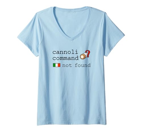 Damen Cannoli Comman lustiges Terminal Design für Italiener Nerds T-Shirt mit V-Ausschnitt Damen Cannoli Comman lustiges Terminal Design für Italiener Nerds T-Shirt mit V-Ausschnitt von Italienisches Dessert Tech Humor für Programmierer