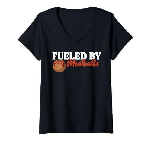 Damen Fueled by Meatball Italian Kitchen Lover Italy T-Shirt mit V-Ausschnitt von Italienisches Gericht Designs Küche Idee