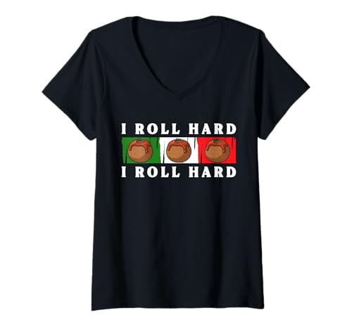 Damen I Roll Hard Meatball Italian Kitchen Lover T-Shirt mit V-Ausschnitt von Italienisches Gericht Designs Küche Idee