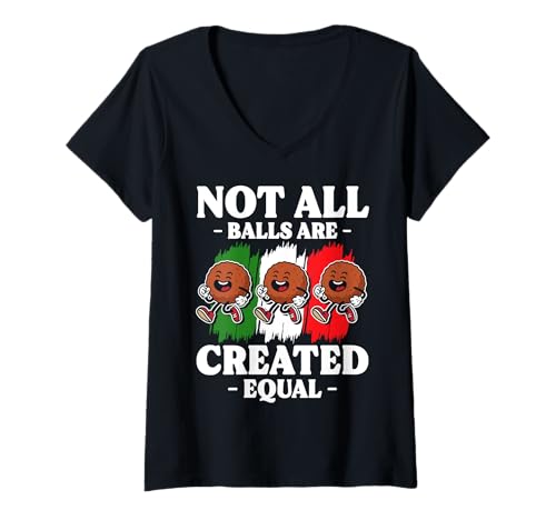 Damen Not All Balls Are Created Equal Meatball Italy Lover T-Shirt mit V-Ausschnitt von Italienisches Gericht Designs Küche Idee