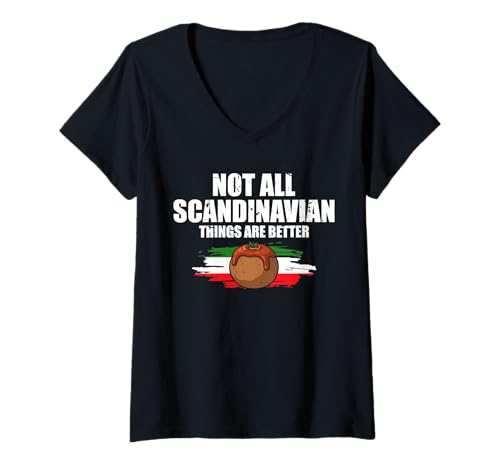 Damen Not All Scandinavian Things Are Better Meatball Italy Lover T-Shirt mit V-Ausschnitt von Italienisches Gericht Designs Küche Idee