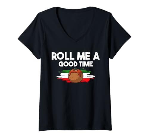 Damen Roll Me A Good Time Meatball Italian Kitchen Lover Italy T-Shirt mit V-Ausschnitt von Italienisches Gericht Designs Küche Idee