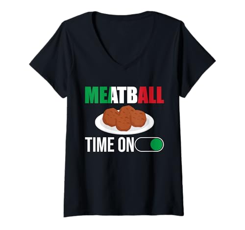 Damen Meatball Time On Italian Kitchen Lover Italy T-Shirt mit V-Ausschnitt von Italienisches Gericht Küche Designs Idee