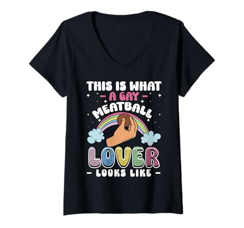 Damen This is What A Gay Meatball Lover Looks Like LGBT T-Shirt mit V-Ausschnitt von Italienisches Gericht Küche Designs Idee