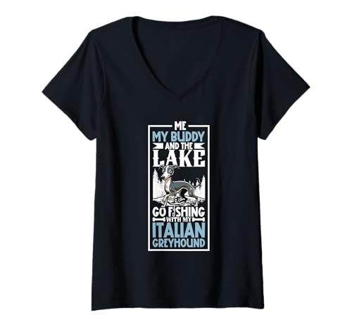 Damen Angeln und Italienisches Windspiel T-Shirt mit V-Ausschnitt Damen Angeln und Italienisches Windspiel T-Shirt mit V-Ausschnitt von Italienisches Windspiel Designs