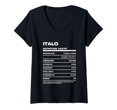 Damen Italo Durchschnittliche Nährwerte Name Lustig T-Shirt mit V-Ausschnitt Damen Italo Durchschnittliche Nährwerte Name Lustig T-Shirt mit V-Ausschnitt von Italo Nutrition Facts Name Funny Birthday
