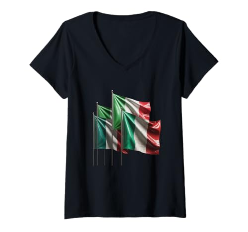 Damen 3D Italien Flaggen Liebe Italien I Love Italy Meme Italienische Flagge T-Shirt mit V-Ausschnitt von Italy 3d Flags Love Italy I Love Italian Shirt