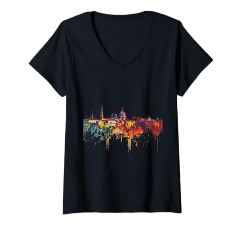 Damen Skyline von Altamura T-Shirt mit V-Ausschnitt Damen Skyline von Altamura T-Shirt mit V-Ausschnitt von Italy Altamura