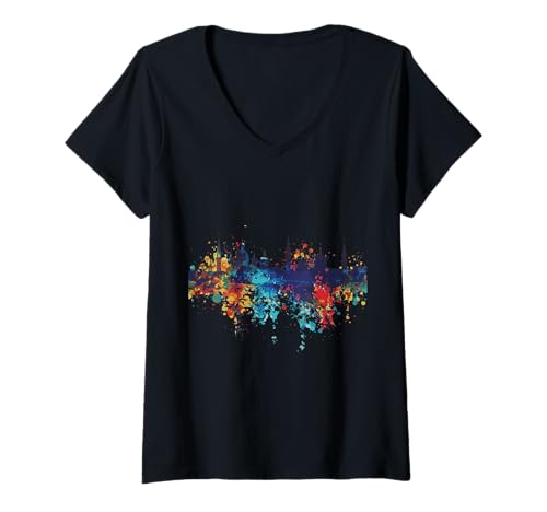 Damen Skyline von Bitonto T-Shirt mit V-Ausschnitt Damen Skyline von Bitonto T-Shirt mit V-Ausschnitt von Italy Bitonto