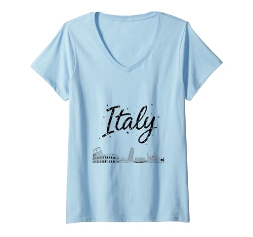Damen Italien Skyline Reise Urlaub Outfits T-Shirt mit V-Ausschnitt von Italy Casual Clothes T-Shirts