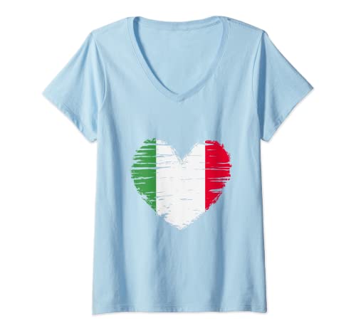 Damen Italy Heart Italian Flag Italian Pride T-Shirt mit V-Ausschnitt von Italy Flag Heart Italian Proud Man