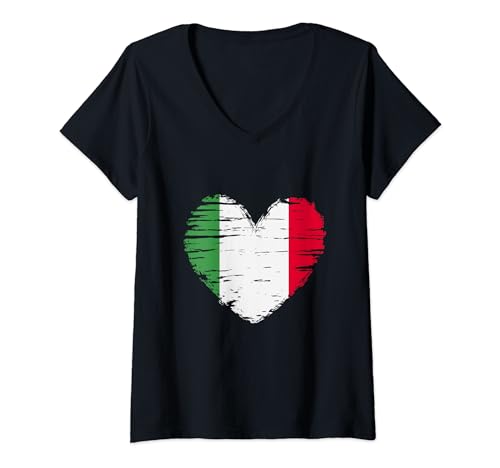 Damen Italy Heart Italian Flag Italian Pride T-Shirt mit V-Ausschnitt von Italy Flag Heart Italian Proud Man