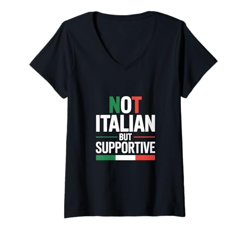 Damen Love Italians Quotes Italy Flag Nicht italienisch, Aber unterstützend T-Shirt mit V-Ausschnitt Damen Love Italians Quotes Italy Flag Nicht italienisch, Aber unterstützend T-Shirt mit V-Ausschnitt von Italy Flag Shirt Not Italian But Supportive Shirt